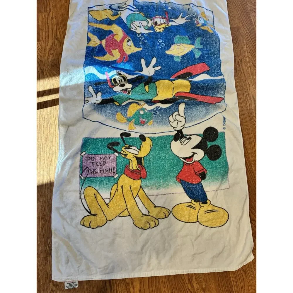 Vintage 80s 90s‎ Disney Towel Mickey Pluto Goofy